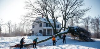 Как безопасно удалить дерево над крышей дома в осенне-зимний период?