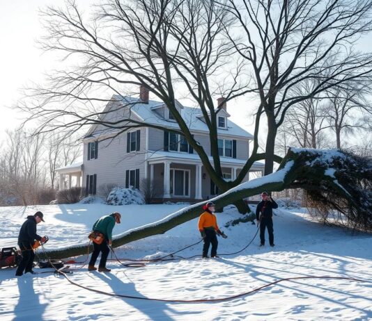 Как безопасно удалить дерево над крышей дома в осенне-зимний период?